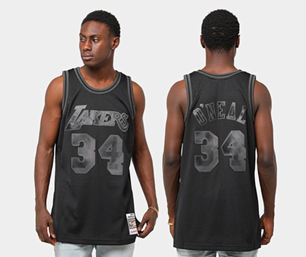 Men's Los Angeles Lakers #34 Shaquille O'Neal Black Stitched NBA Jersey Men's Los Angeles Lakers #34 Shaquille O'Neal Black Stitched NBA Jersey